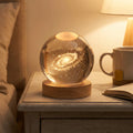 Cosmos in Glass: 3D Engraved Galaxy Crystal Ball Night Light