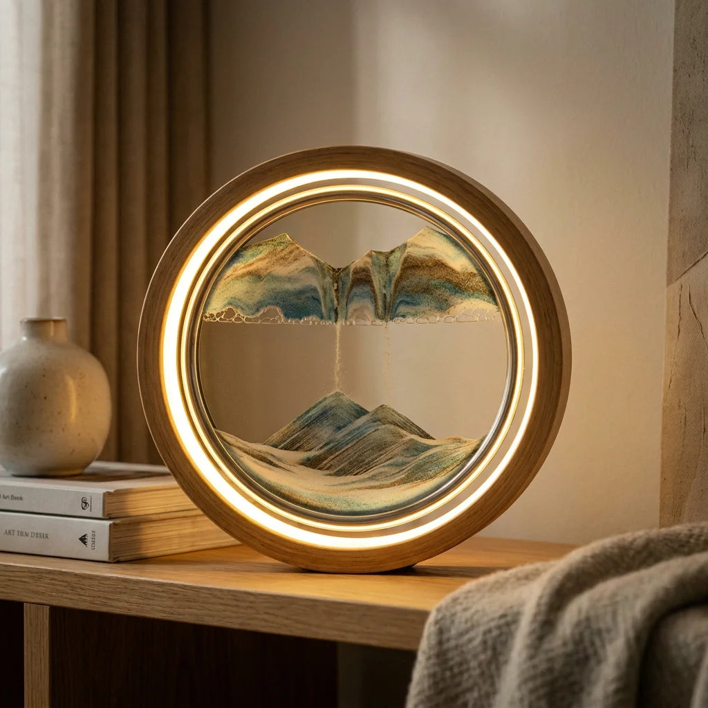 Eternal Sands: 3D Moving Sandscape Hourglass Lamp