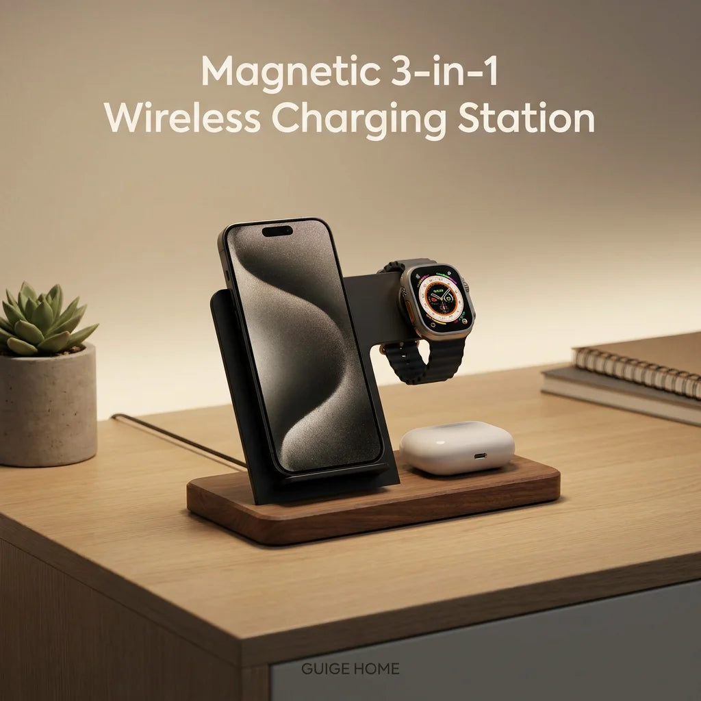三合一磁吸无线充电站 (Magnetic 3-in-1 Wireless Charging Station)